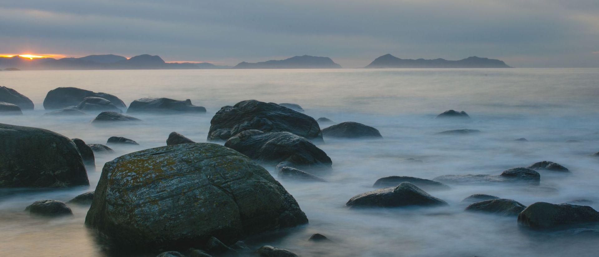Norwegian coastline at dusk